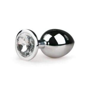 Metal Butt Plug Silver/Clear - M