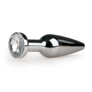 Metal Butt Plug Silver/Clear - L