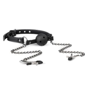 Easytoys Fetish - Open Ball Gag With Nipple Clamps