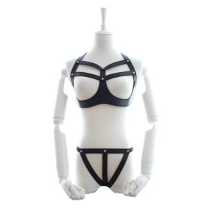 Fetish Bra and Pany Set OS Black