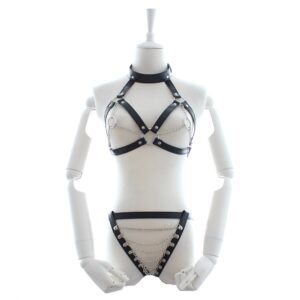 Fetish Bra and Pany Set OS Black
