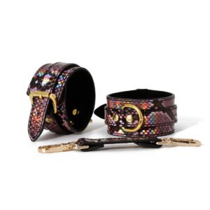 Snake PU Wrist Restraints Pink
