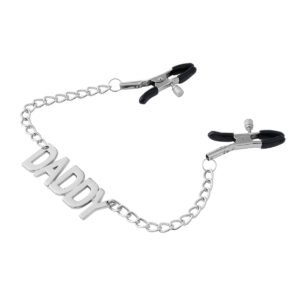 Daddy Nipple Clamps Chain  Silver/Black - Silver / Black