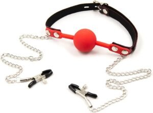 Silicone Gag/Nipple Clamps Black/Red - Black/ Red