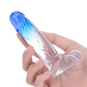 Dildo TPR DD 4.5" Transparant with Tip Blue