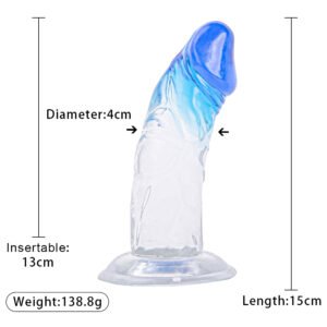 Dildo TPR DD 6.0" Transparant with Tip Blue