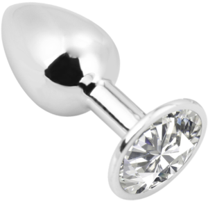 Rosebud Anal Plug large silver - clear