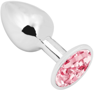 Rosebud Anal Plug large silver - pink