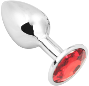 Rosebud Anal Plug medium silver - red