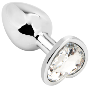 Heart shape Anal Plug small silver - clear