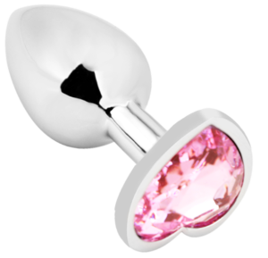 Heart shape Anal Plug small silver - pink