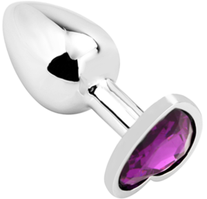 Heart shape Anal Plug large silver - dark purple