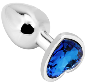 Heart shape Anal Plug large silver - dark blue