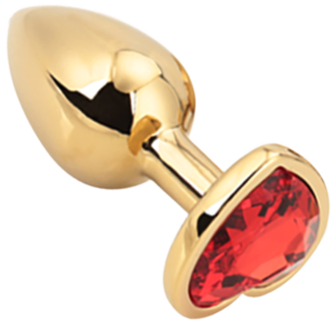 Heart shape Anal Plug medium gold - red