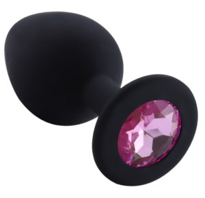 Rosebud Silicone Anal Plug medium Black - Pink