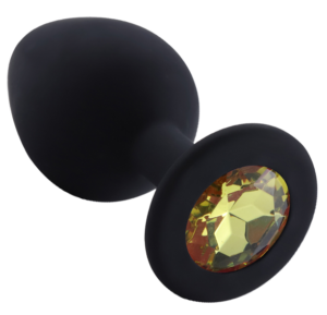 Rosebud Silicone Anal Plug medium Black - Yellow