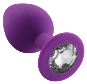 Rosebud Silicone Anal Plug large Purple - Clear