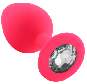 Rosebud Silicone Anal Plug medium Pink - Clear