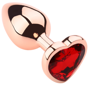 Heart shape Anal Plug Small Rose Gold - Red