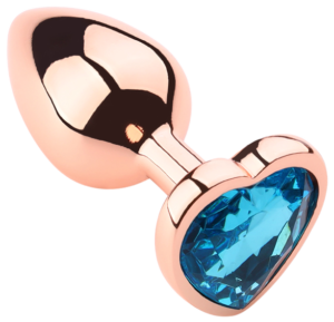 Heart shape Anal Plug Small Rose Gold - Blue