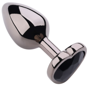 Heart shape Anal Plug Small Black Metallic - Black