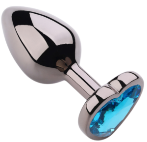 Heart shape Anal Plug Small Black Metallic - Blue