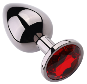 Rosebud Anal Plug Large Black Metallic - Red