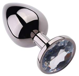 Rosebud Anal Plug Large Black Metallic - Clear