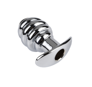Ribbed Hollow Buttplug Silver