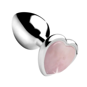 Gem Stone Rose Quartz Metal Butt Plug Large - Pink
