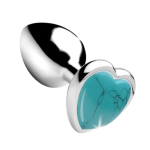 Gem Stone Turquoise Metal Butt Plug Small - Blue