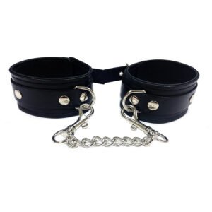 Leather Wrist Cuffs black Chains Black