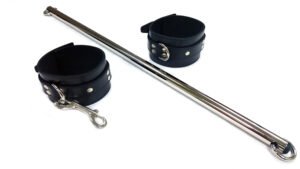 Leg Spreader Bar (Adj.) with Leather Cuffs Black