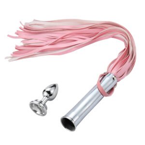 Aluminium Whip with Build in Buttplug Pink