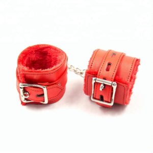 Fur lined wrist restraints red