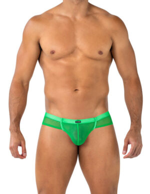 Hybrid Cheeky Mesh Brief - M - Green