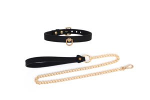 Silicone Collar with Leash and Chains Black