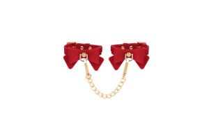 Silicone Hand Restaints with Bow and Chains Red