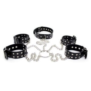 Neck collar and hogtie restraints+ chains black