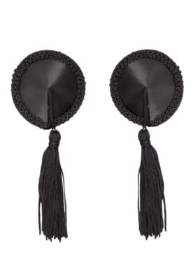 Satin Nipple Covers with Tassel - BLACK O/S