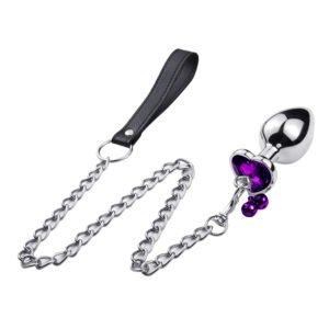 Heart shape Buttplug - Jingle Bells & Leash Purple
