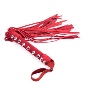 Leather flogger with Studs 38cm Red