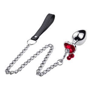 Heart shape Buttplug - Jingle Bells & Leash Red