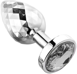 Diamond Facets Anal Plug Silver M Clear