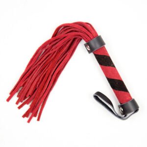Leather flogger 27cm red/black