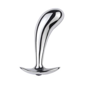 Curved Prostate Mass. Buttplug Metal Large - Silver