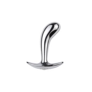 Curved Prostate Mass. Buttplug Metal Small - Silver