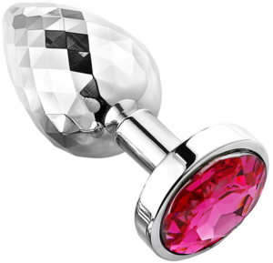 Diamond Facets Anal Plug Silver M Pink