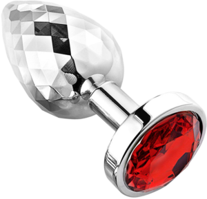 Diamond Facets Anal Plug Silver L Red