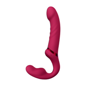 Lapis - App-controlled Dual Ended Vibrating Strapless Strap-on - Red